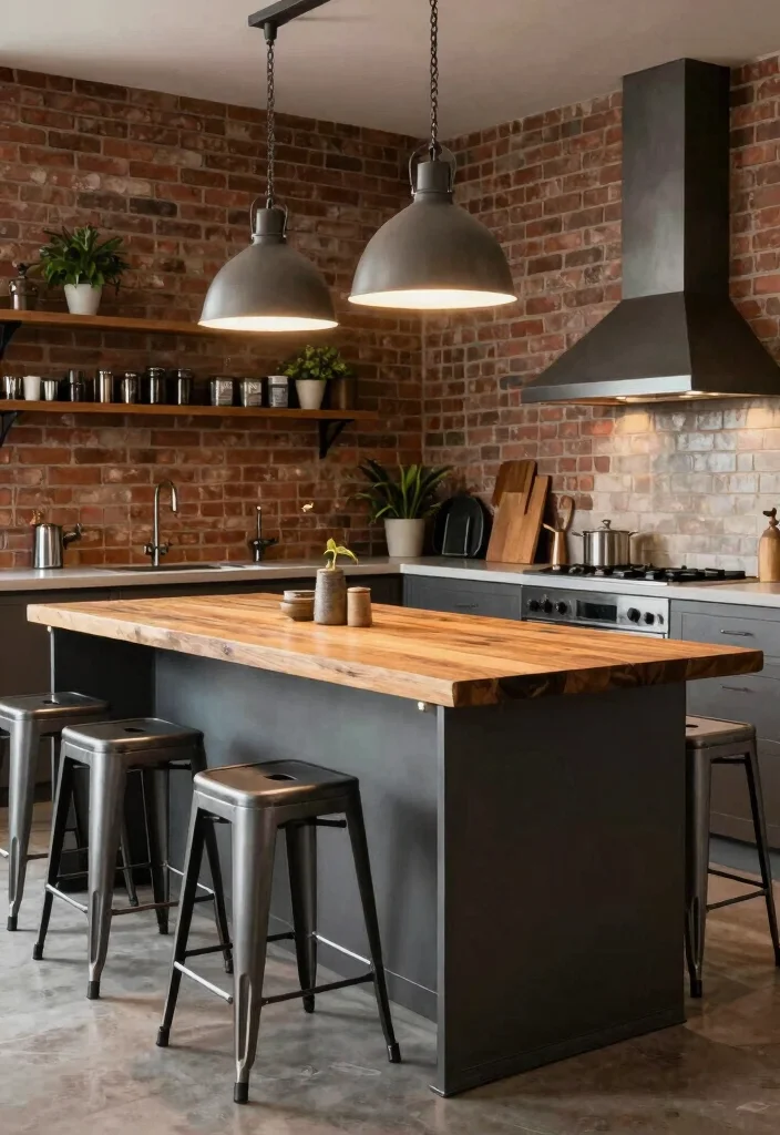 17 Kitchen Island With Legs Ideas With Furniture Style Charm - 6. Industrial Chic 1