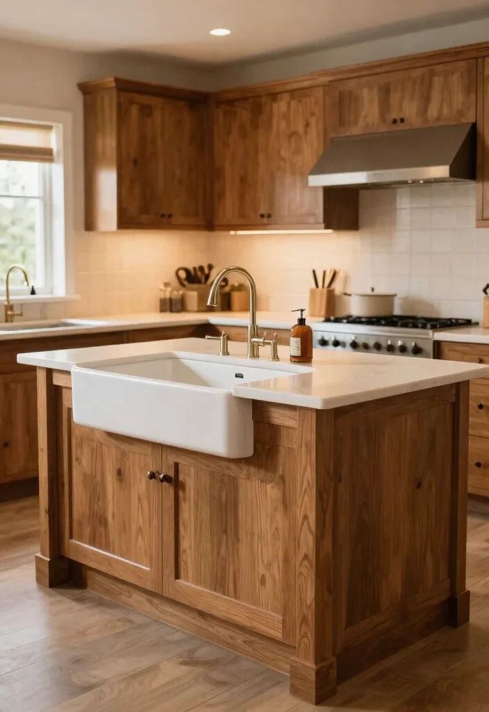 17 Kitchen Island With Legs Ideas With Furniture Style Charm - 9. Farmhouse Sink Integration 1