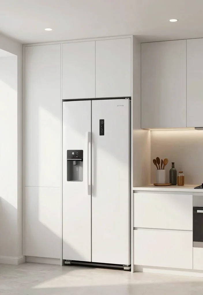 17 Kitchen Refrigerator Cabinet Ideas With Seamless Look - 10. Customized Upper Cabinets 1