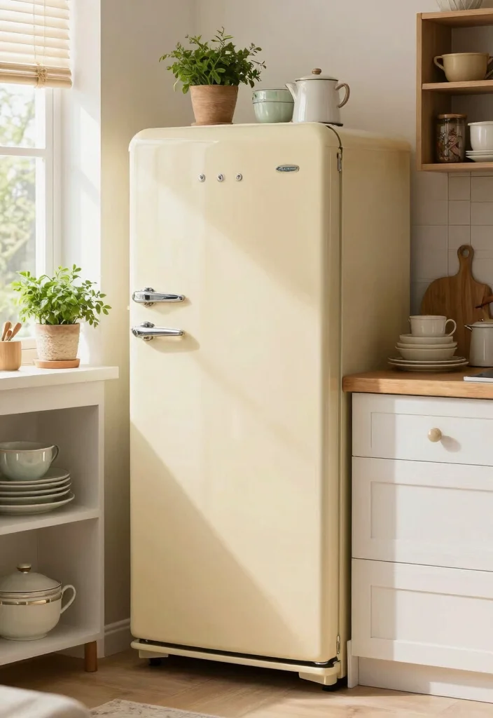 17 Kitchen Refrigerator Cabinet Ideas With Seamless Look - 15. Vintage-Inspired Designs 1