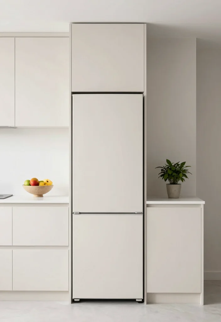 17 Kitchen Refrigerator Cabinet Ideas With Seamless Look - 4. Minimalist Cabinet Doors 1