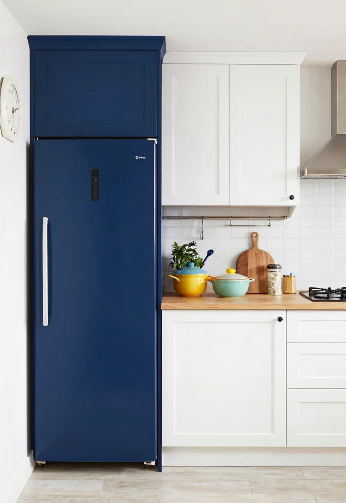 17 Kitchen Refrigerator Cabinet Ideas With Seamless Look - 6. Color-Blocked Cabinets 1