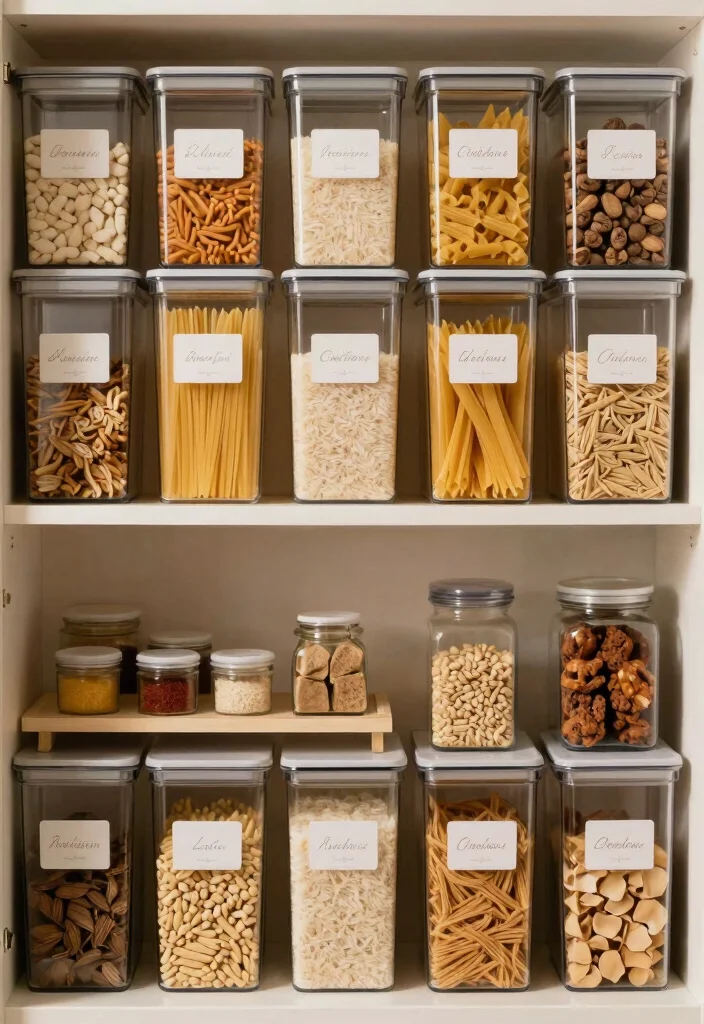 17 Kitchen Shelf Organization Ideas That Maximize Space - 1. Use Clear Containers for Dry Goods 1
