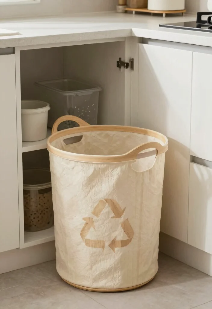 17 Kitchen Shelf Organization Ideas That Maximize Space - 14. Incorporate a Laundry Basket for Recycling 1