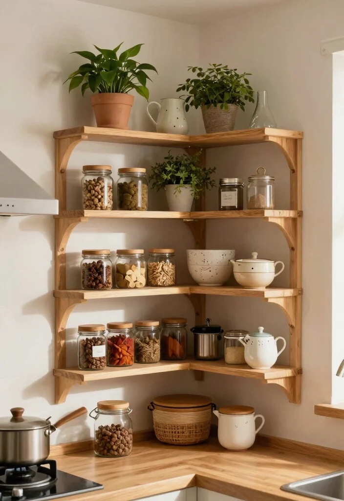 17 Kitchen Shelf Organization Ideas That Maximize Space - 9. Convert Unused Corners into Functional Spaces 1
