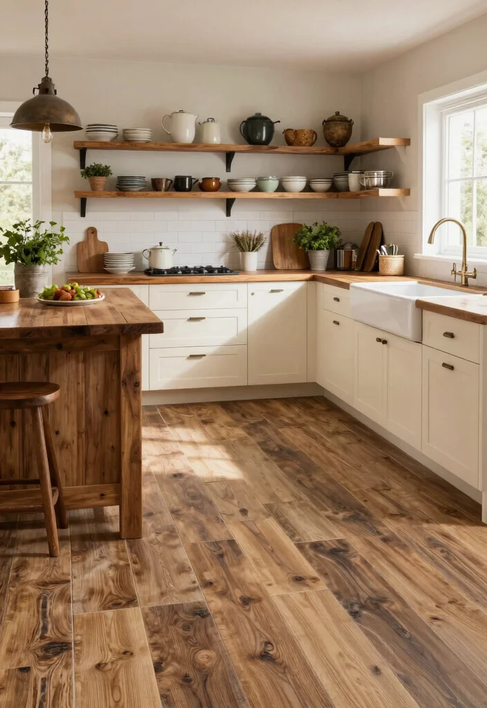 17 Luxury Vinyl Tile Kitchen Ideas With Durable Style - 1. Rustic Charm with Reclaimed Wood Look 1