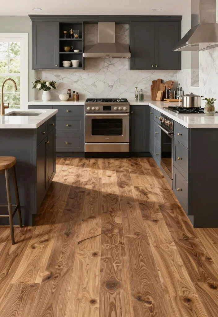 17 Luxury Vinyl Tile Kitchen Ideas With Durable Style - 12. Mixing Materials for Unique Styles 1