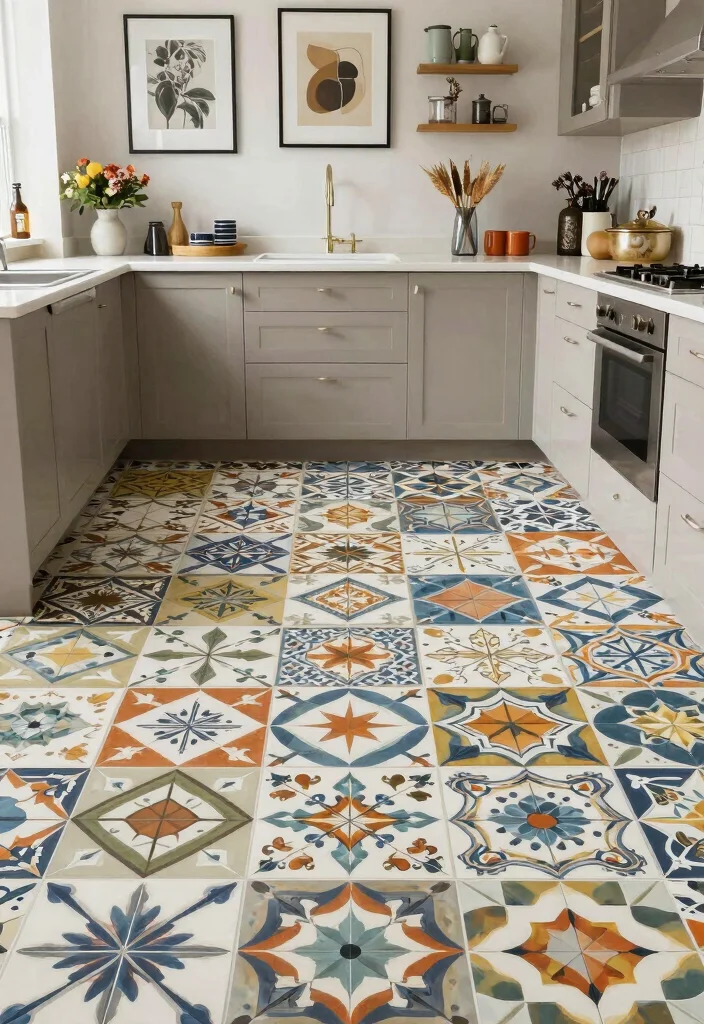 17 Luxury Vinyl Tile Kitchen Ideas With Durable Style - 17. Artistic and Custom Designs 1