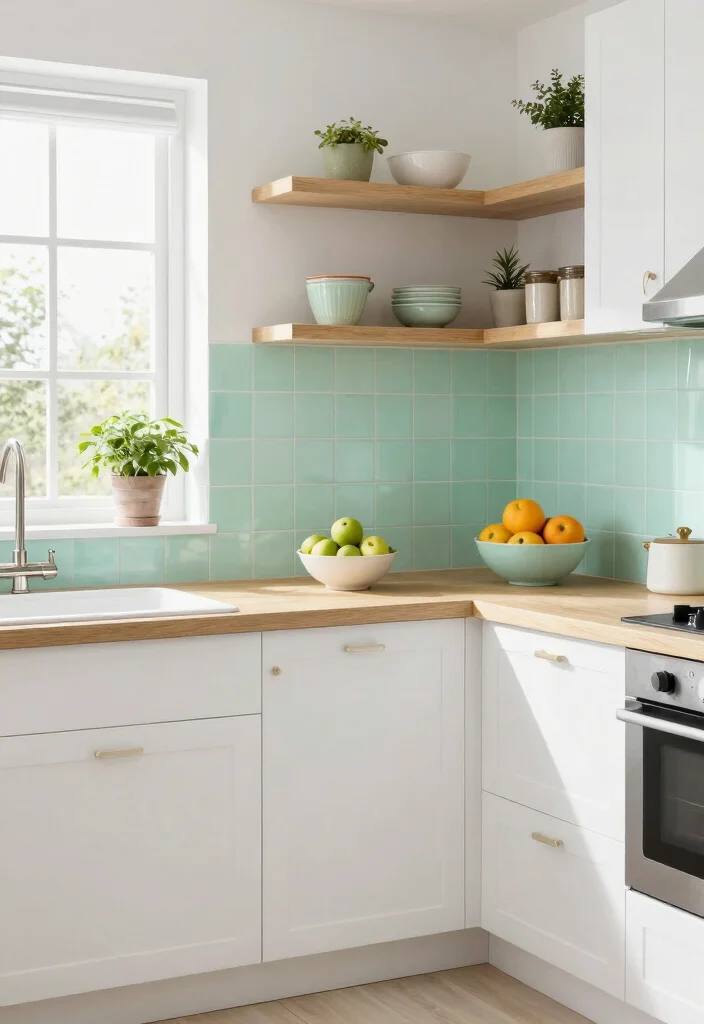 17 Luxury Vinyl Tile Kitchen Ideas With Durable Style - 4. Soft Pastels for a Fresh Vibe 1
