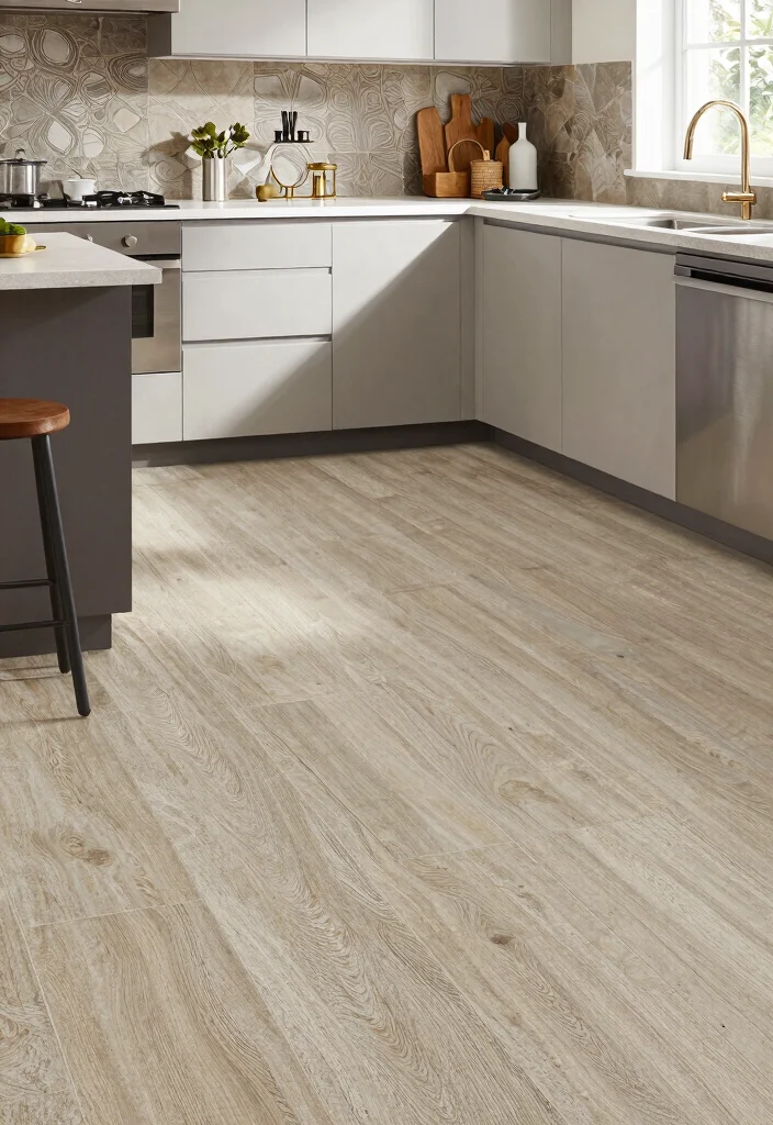 17 Luxury Vinyl Tile Kitchen Ideas With Durable Style - 9. Textured Tiles for Depth 1