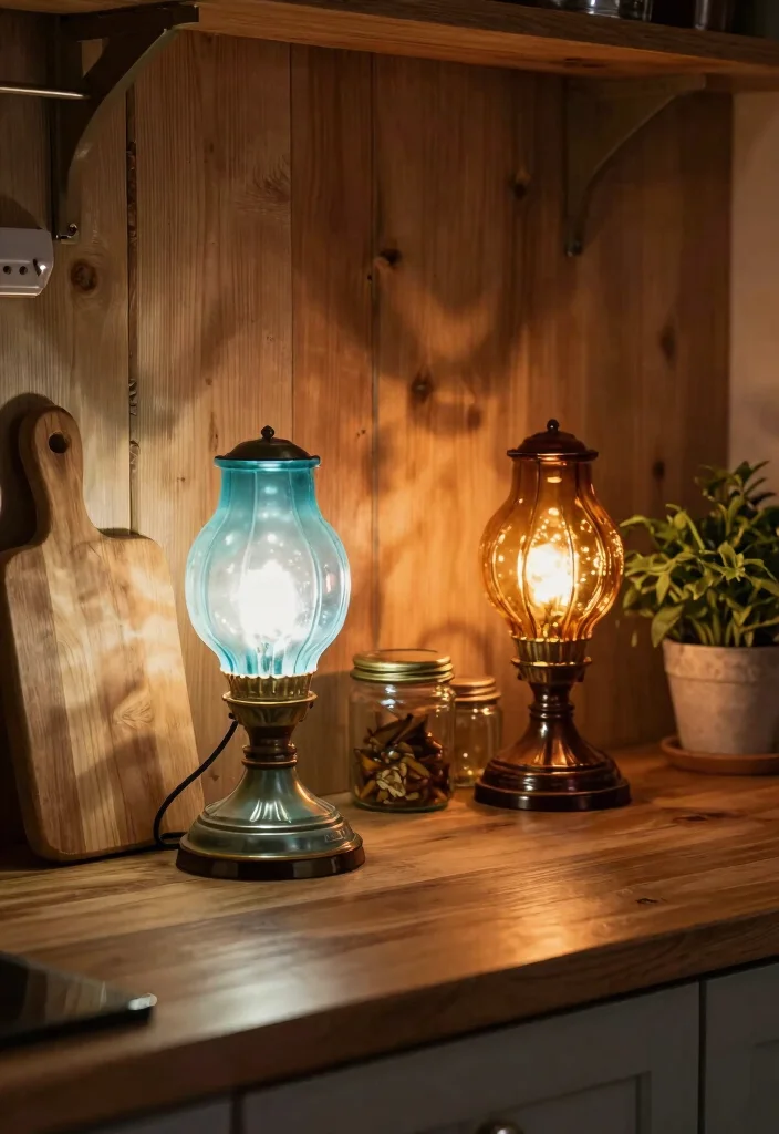 17 Mini Lamp for Kitchen Counter Ideas With Cozy Glow - 1. Vintage Charm with Glass Mini Lamps 1