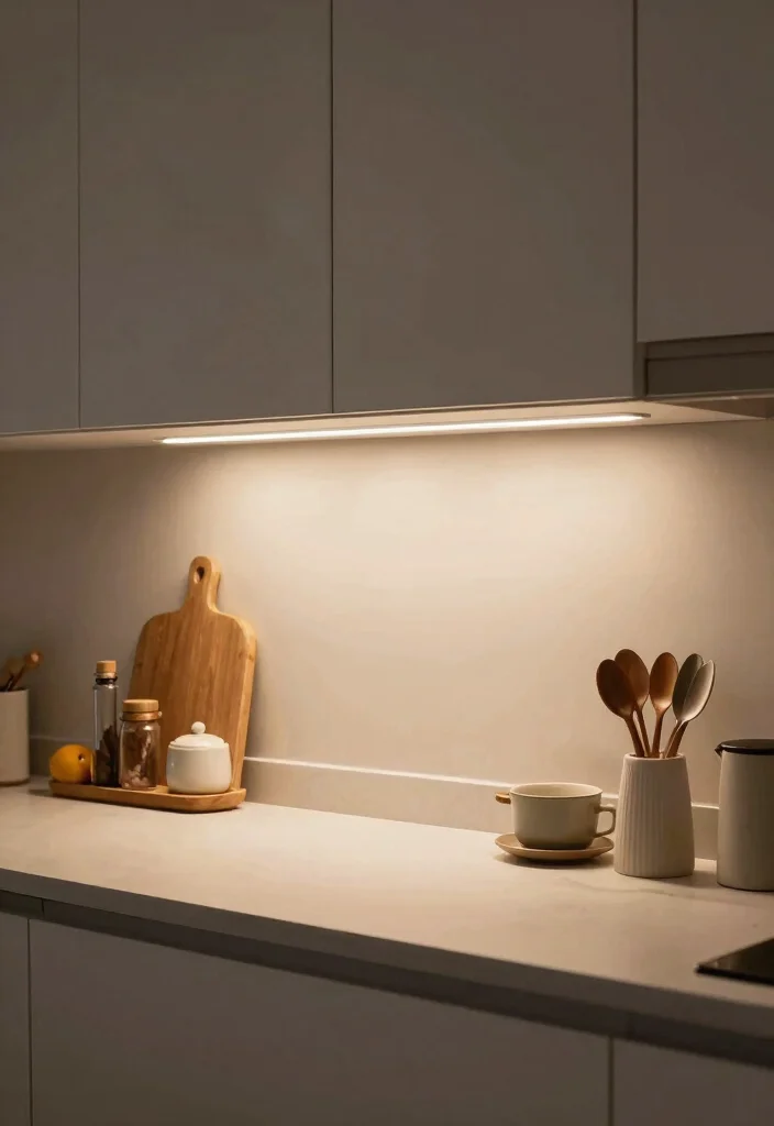 17 Mini Lamp for Kitchen Counter Ideas With Cozy Glow - 15. Under-Counter Mini Strip Lights 1