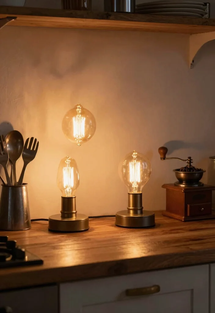17 Mini Lamp for Kitchen Counter Ideas With Cozy Glow - 5. Retro Edison Bulb Mini Lamps 1