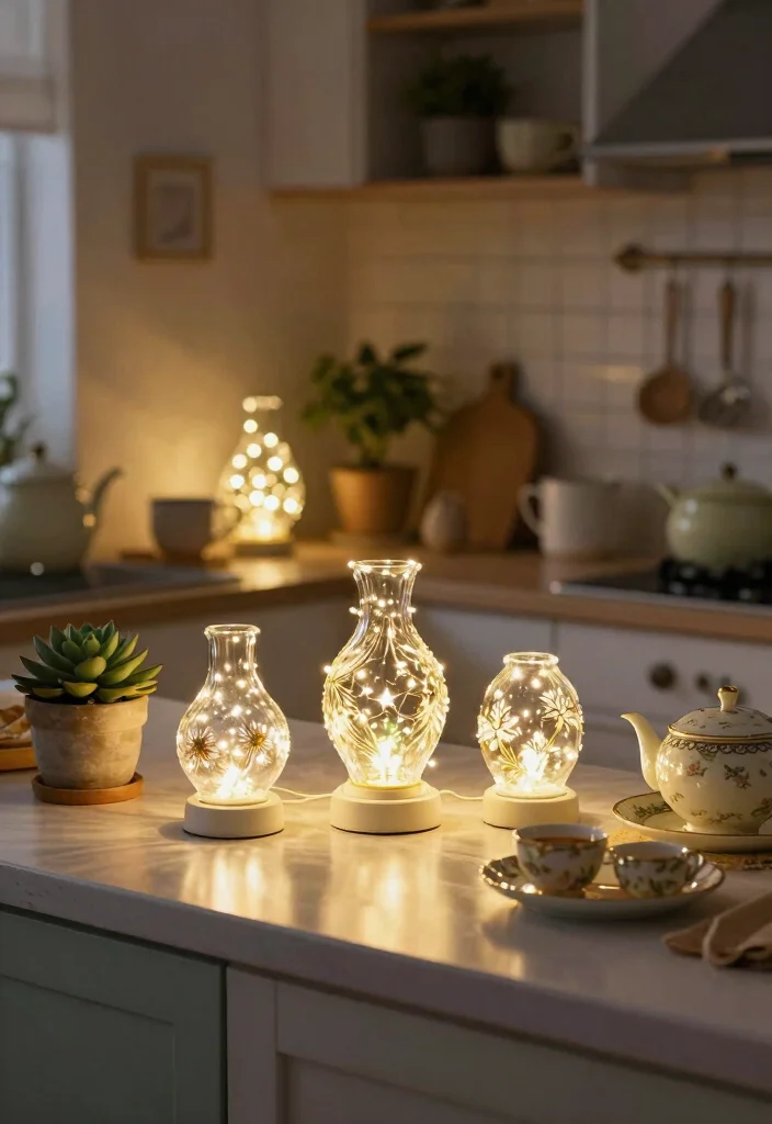 17 Mini Lamp for Kitchen Counter Ideas With Cozy Glow - 6. Charming Fairy Light Mini Lamps 1