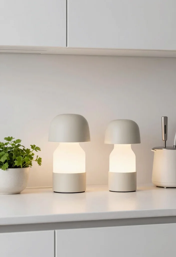 17 Mini Lamp for Kitchen Counter Ideas With Cozy Glow - 9. Minimalist Scandinavian Lamps 1