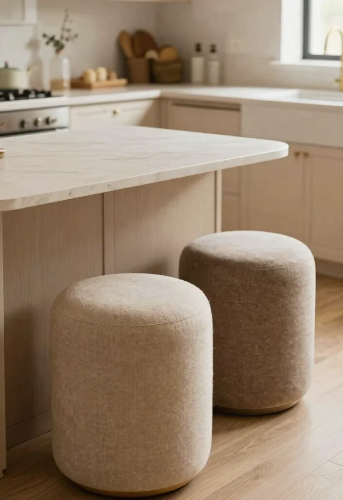 17 Modern Stools for Kitchen Island Ideas With Sleek Comfort - 13. Rounded Stools for Soft Edges 1