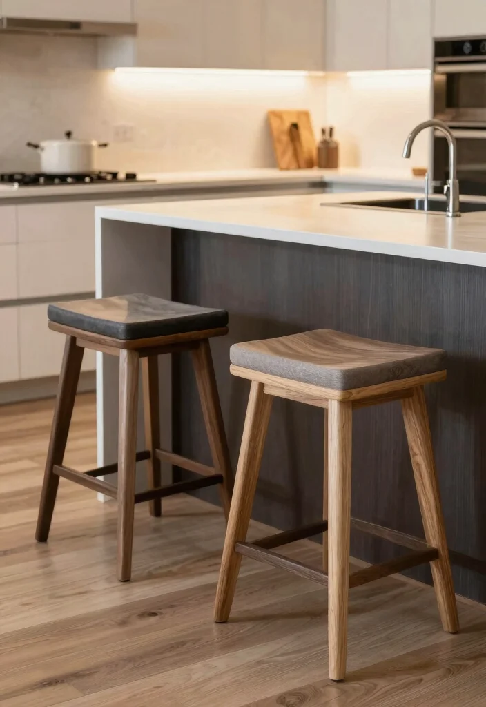 17 Modern Stools for Kitchen Island Ideas With Sleek Comfort - 17. Custom-Made Stools 1