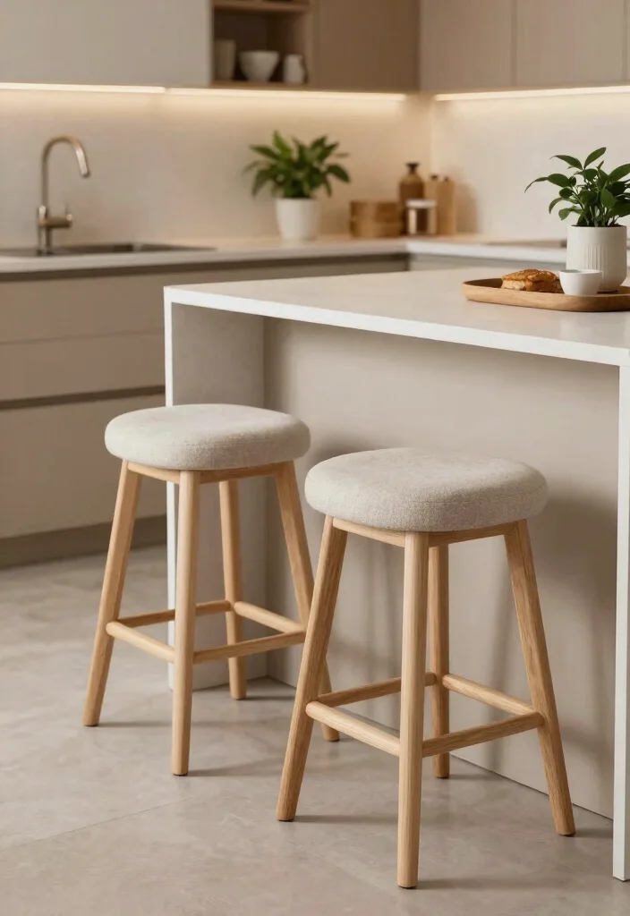 17 Modern Stools for Kitchen Island Ideas With Sleek Comfort - 6. Scandinavian-Style Stools 1