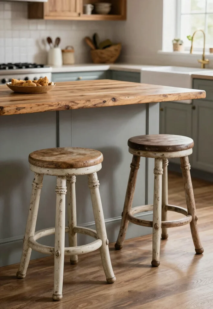 17 Modern Stools for Kitchen Island Ideas With Sleek Comfort - 8. Vintage-Style Stools 1