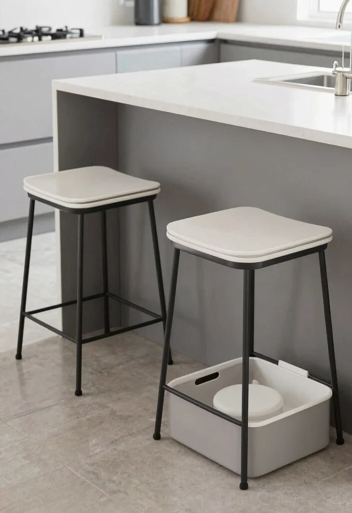 17 Modern Stools for Kitchen Island Ideas With Sleek Comfort - 9. Stools with Built-in Storage 1