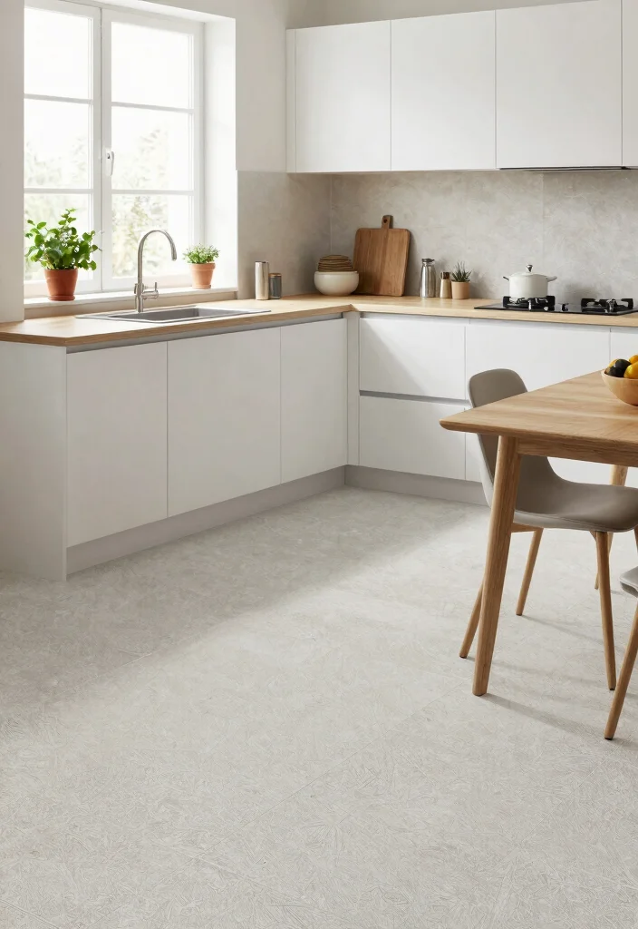 17 Peel and Stick Kitchen Floor Ideas With Budget Friendly Style - 6. Subtle Textured Tiles 1