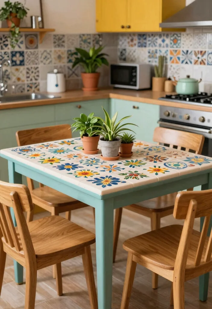 17 Retro Kitchen Tables Ideas With Vintage Flair - 10. Vintage Tile Top Tables 1