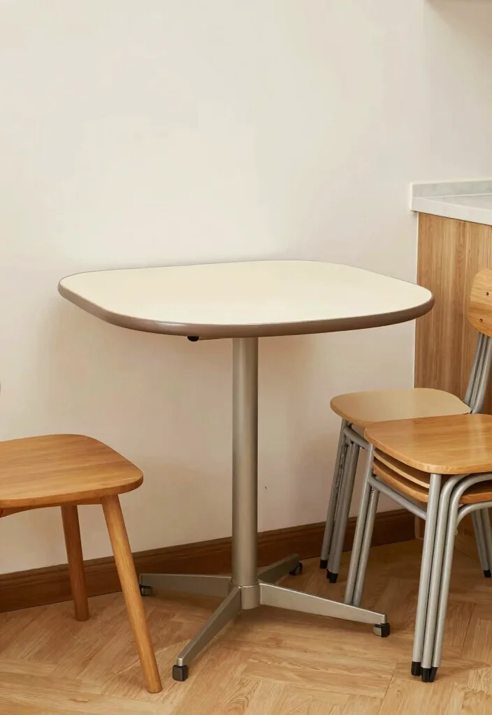 17 Retro Kitchen Tables Ideas With Vintage Flair - 11. Rotating Tables for Small Spaces 1