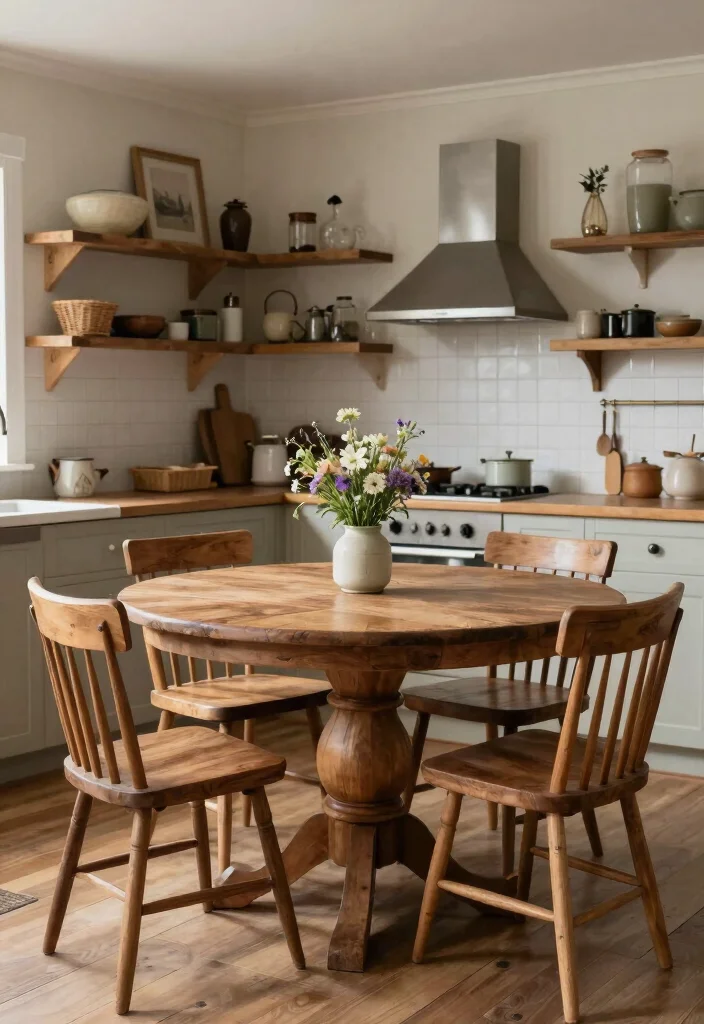 17 Retro Kitchen Tables Ideas With Vintage Flair - 12. Farmhouse Round Tables 1