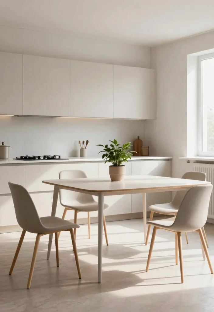 17 Retro Kitchen Tables Ideas With Vintage Flair - 17. Minimalist Retro Tables 1