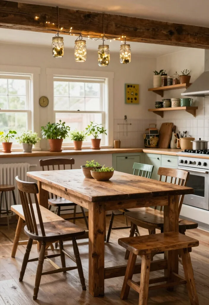 17 Retro Kitchen Tables Ideas With Vintage Flair - 2. Classic Farmhouse Style 1