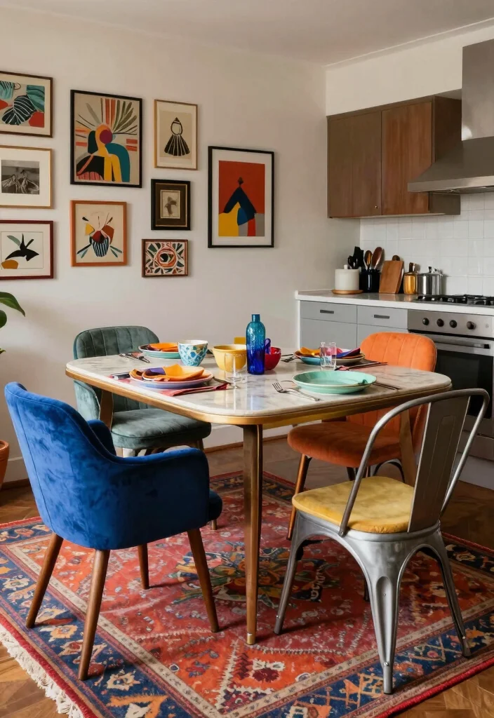 17 Retro Kitchen Tables Ideas With Vintage Flair - 3. Eclectic Dining Room Ideas 1