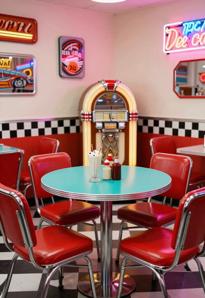 17 Retro Kitchen Tables Ideas With Vintage Flair - 4. Retro Diner Vibes 1