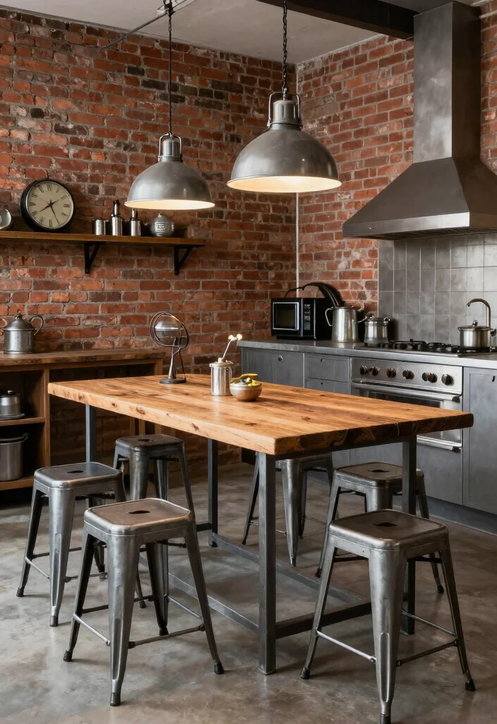 17 Retro Kitchen Tables Ideas With Vintage Flair - 6. Vintage Industrial Fusion 1