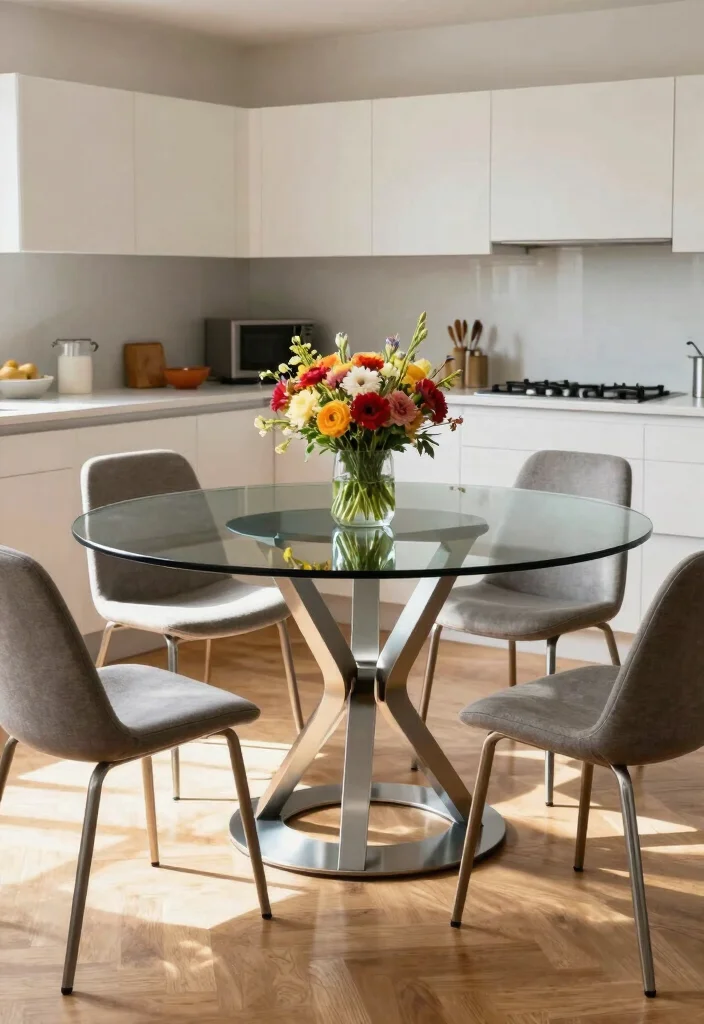 17 Retro Kitchen Tables Ideas With Vintage Flair - 8. Elegant Glass Tops 1