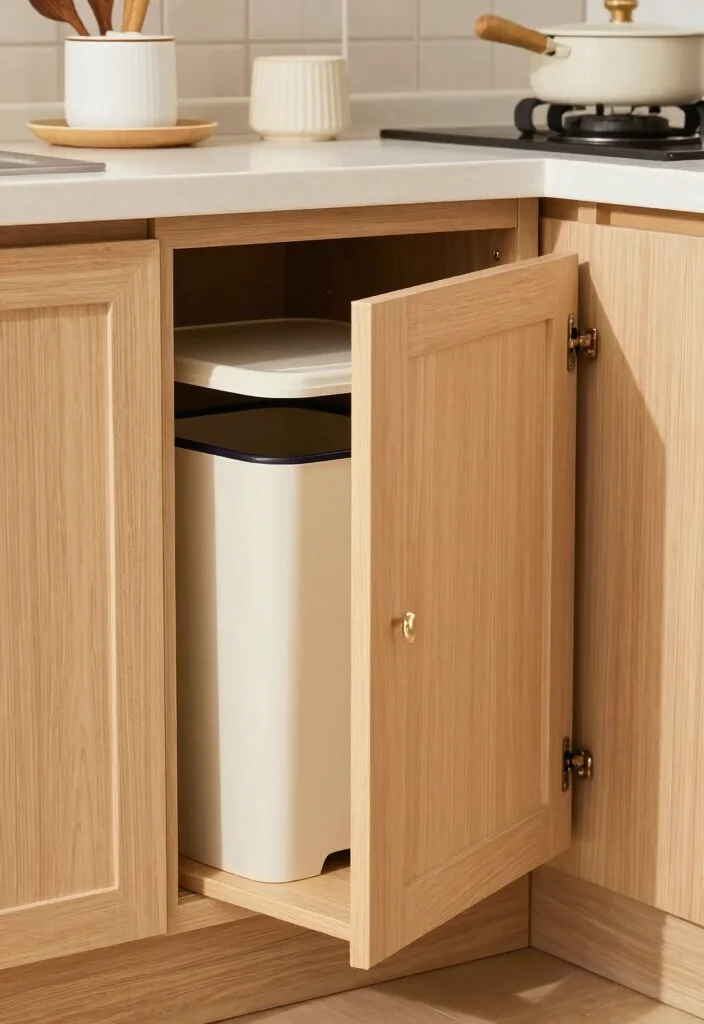 17 Trash Can Storage Kitchen Ideas That Hide Clutter - 12. DIY Hidden Trash Cans 1