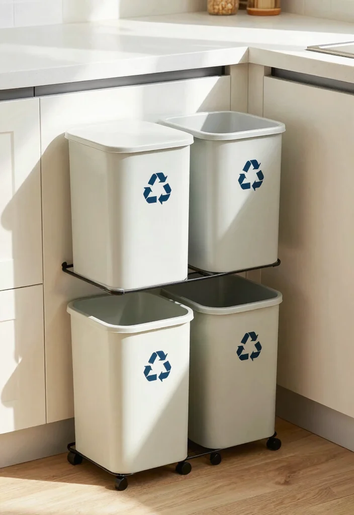 17 Trash Can Storage Kitchen Ideas That Hide Clutter - 15. Tiered Trash Can Systems 1