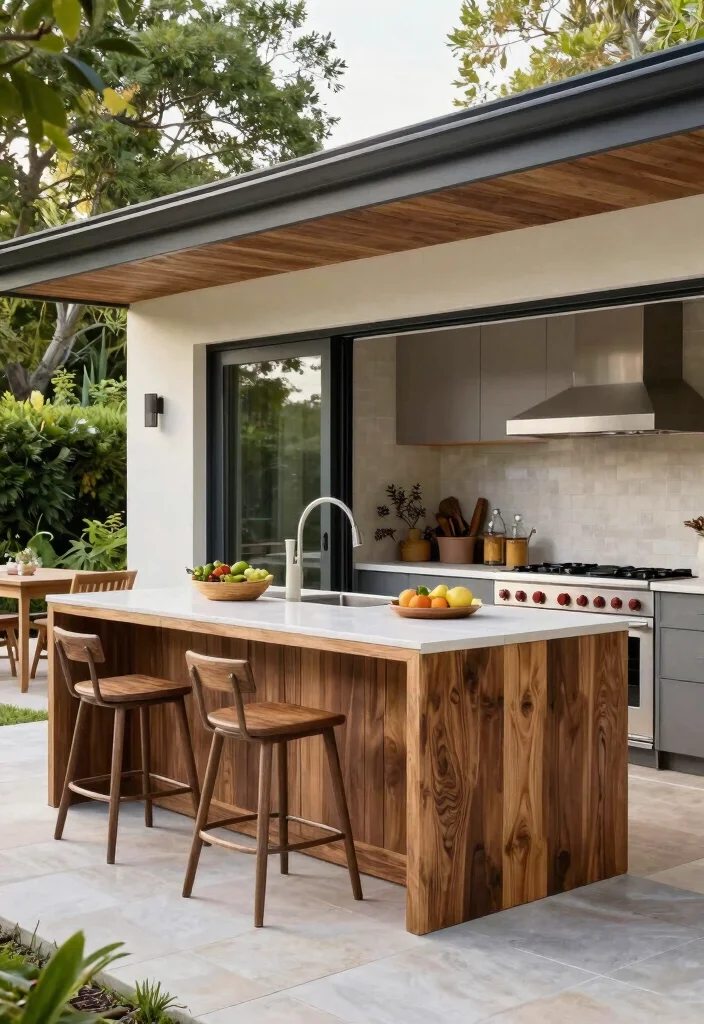 18 Double Kitchen Island Ideas With Grand Function - 16. Connect with the Outdoors 1
