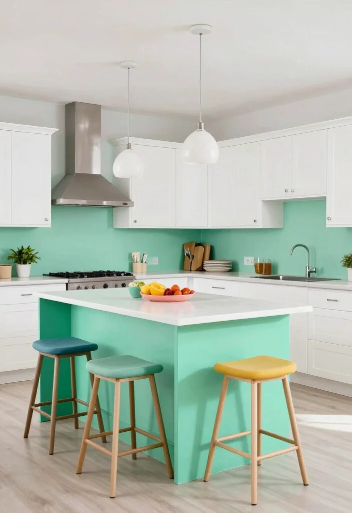 18 Double Kitchen Island Ideas With Grand Function - 5. Bright and Bold Colors 1