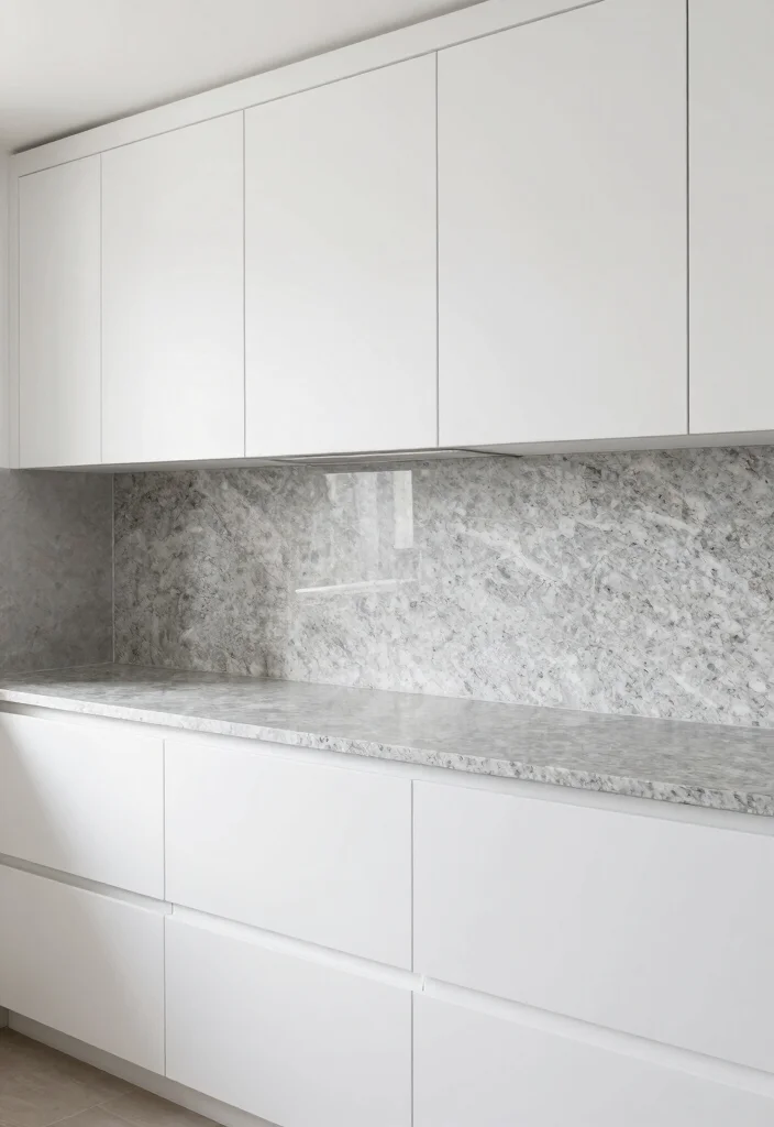 18 Granite Backsplash Kitchen Ideas With Classic Appeal - 11. Subtle Gray Granite Backsplash 1