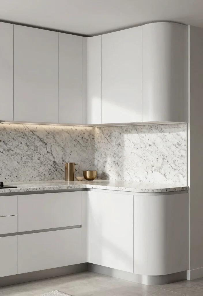 18 Granite Backsplash Kitchen Ideas With Classic Appeal - 17. Elegant Curved Granite Backsplash 1