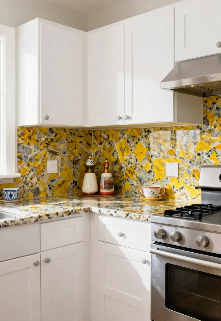 18 Granite Backsplash Kitchen Ideas With Classic Appeal - 9. Bold Color Choices with Granite 1