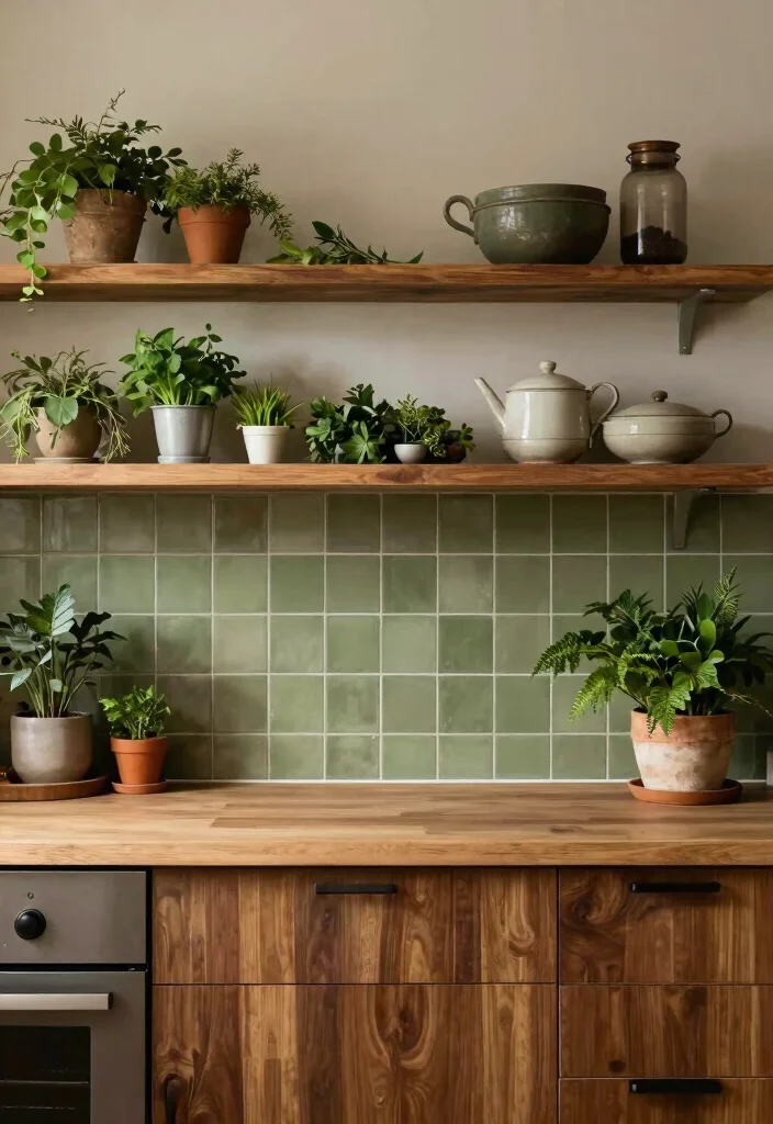 18 Green Kitchen Backsplash Tile Ideas With Fresh Vibes - 3. Earthy Olive Green Tiles 1