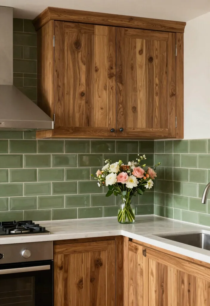 18 Green Kitchen Backsplash Tile Ideas With Fresh Vibes - 7. Classic Olive Green Subway Tiles 1