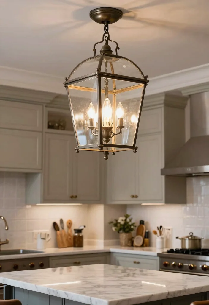 18 Hanging Lights Kitchen Ideas That Elevate Your Space - 10. Ceiling-Mounted Lanterns 1