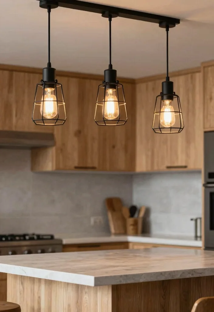 18 Hanging Lights Kitchen Ideas That Elevate Your Space - 11. Industrial Cage Lights 1