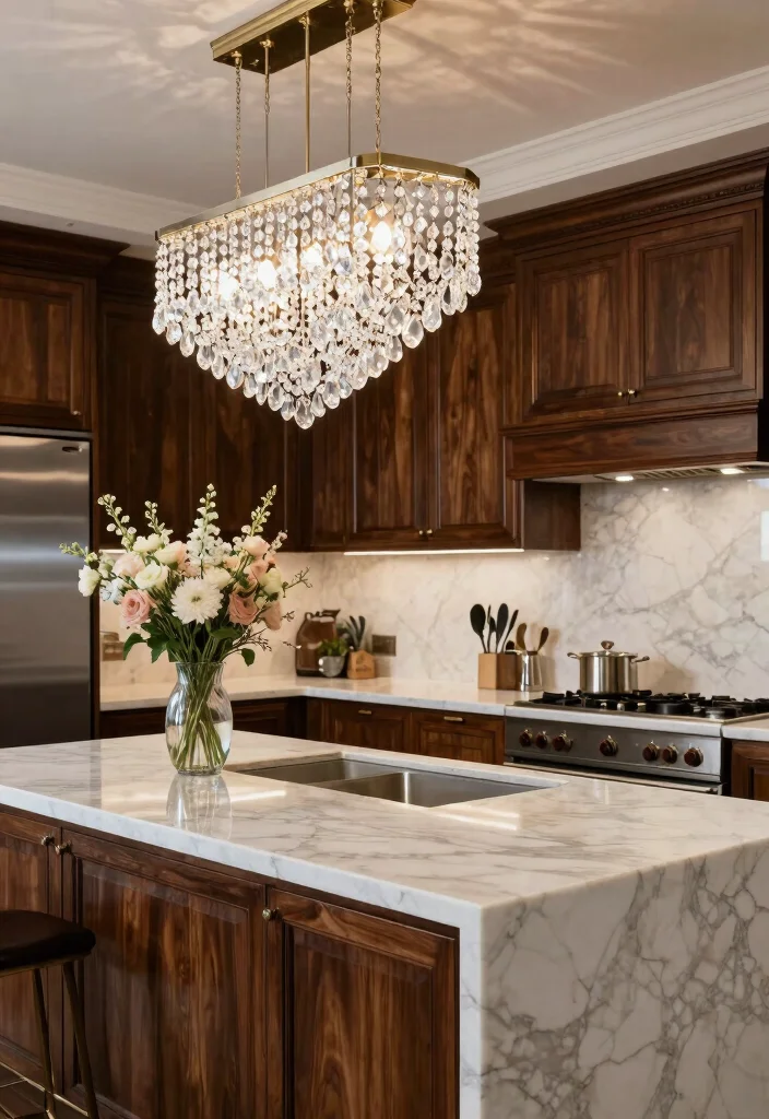 18 Hanging Lights Kitchen Ideas That Elevate Your Space - 12. Elegant Crystal Pendants 1