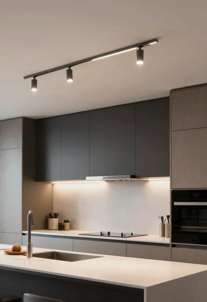 18 Hanging Lights Kitchen Ideas That Elevate Your Space - 17. Minimalist Track Lighting 1