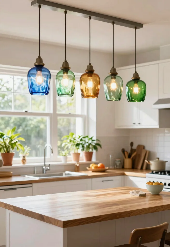 18 Hanging Lights Kitchen Ideas That Elevate Your Space - 2. Vintage Glass Pendant Lights 1
