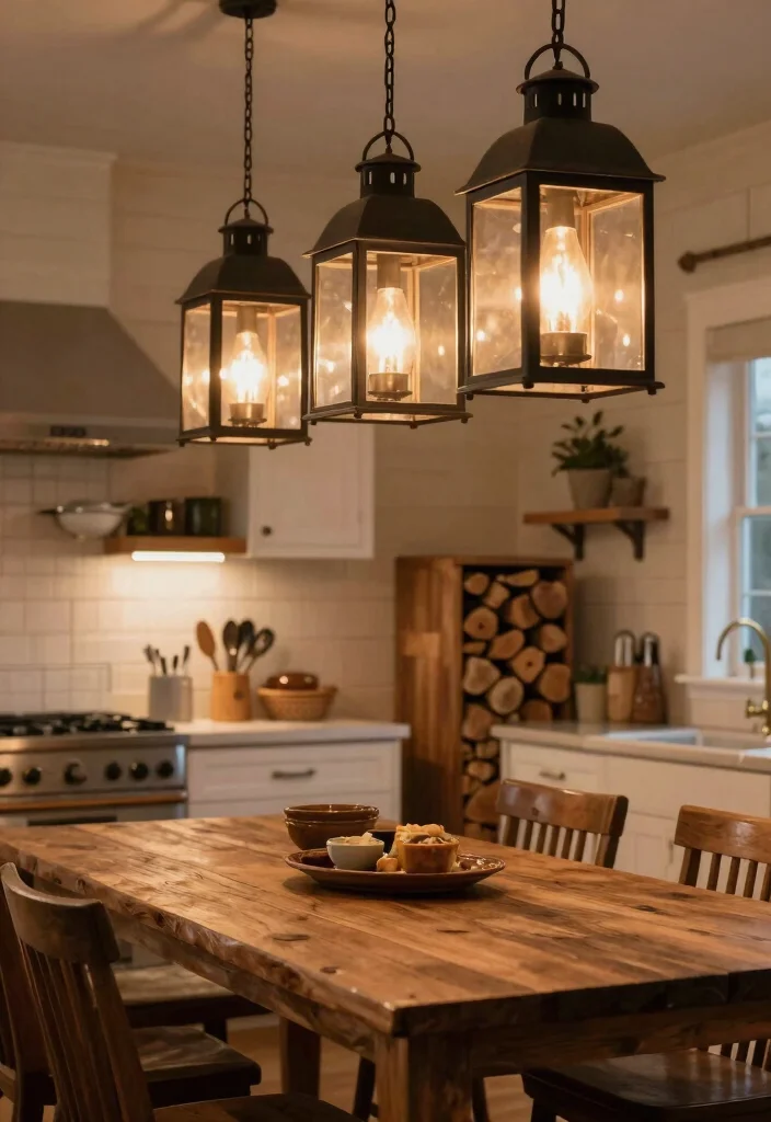 18 Hanging Lights Kitchen Ideas That Elevate Your Space - 3. Farmhouse-Style Lanterns 1