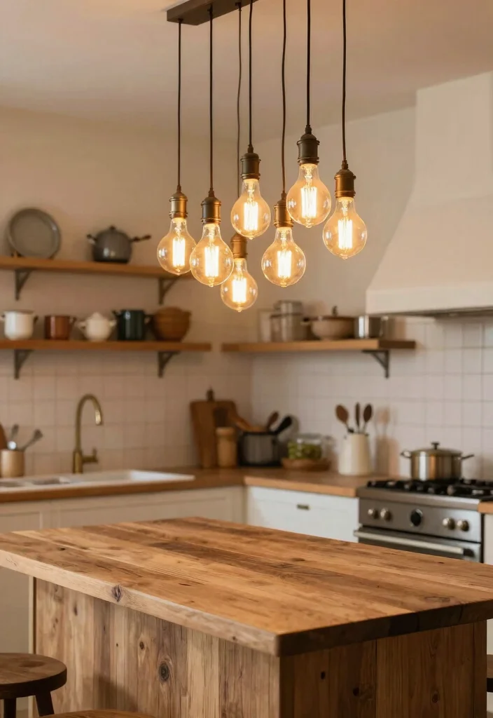 18 Hanging Lights Kitchen Ideas That Elevate Your Space - 5. Vintage Edison Bulbs 1